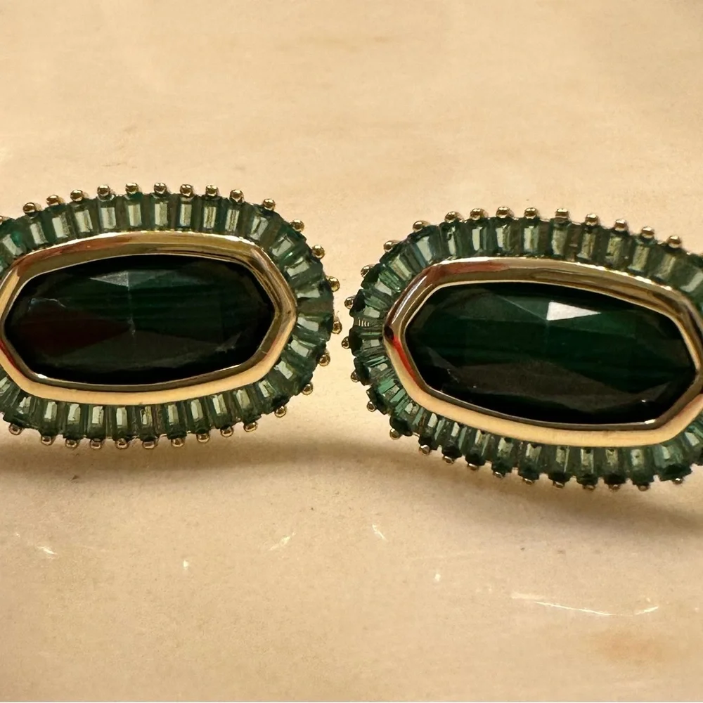 Kendra Scott Green and Gold Earrings - Picture 3 of 3